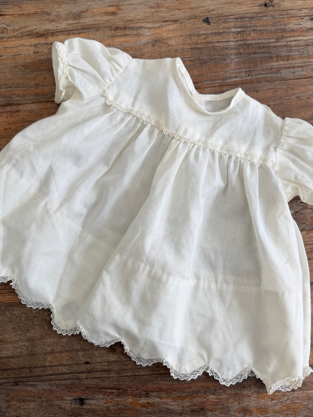 Vintage White Baby Girl Lace Trim Dress